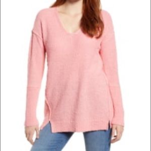 Nordstrom Caslon Coral Boucle Tunic Sweater Size L